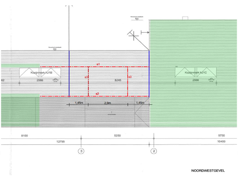 Fragment staalconstructie schijngevels